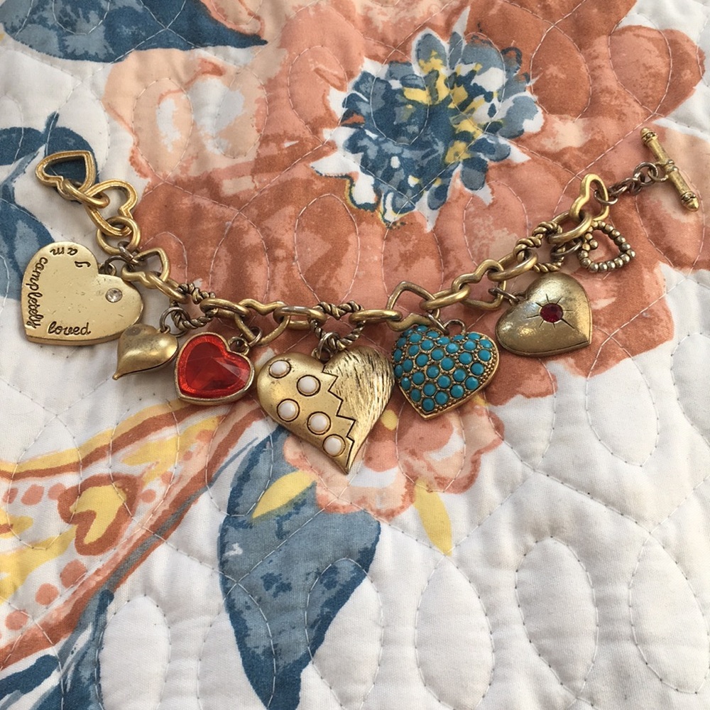 Completed gold heart charm bracelet